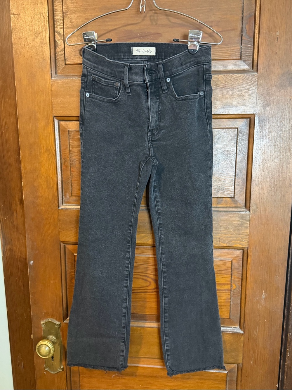 Madewell Black High-Rise Rough Hem Flare Jeans - Women's